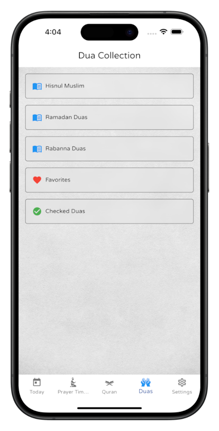 Muslim App Dua Screen