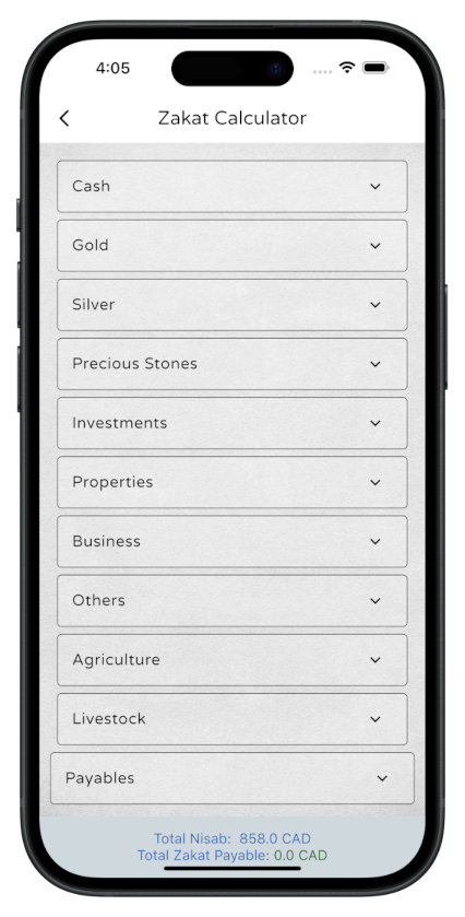 Muslim App Zakat Calculator